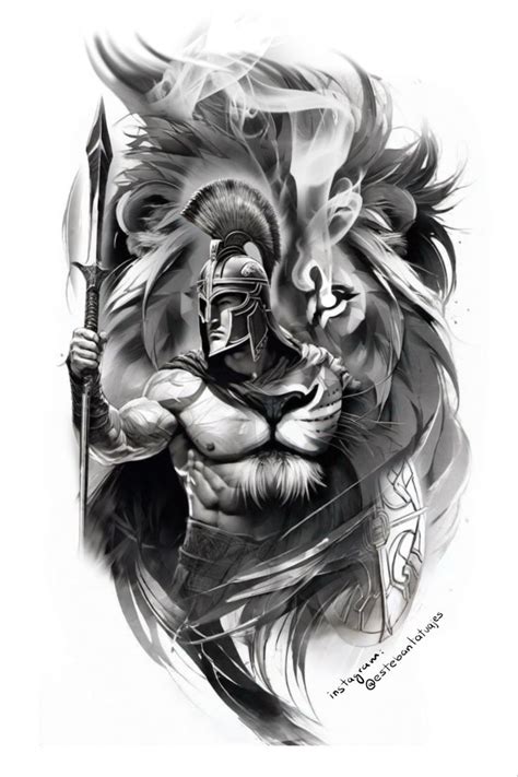 Lion warrior tattoo design | Warrior tattoo, Spartan tattoo, Warrior ...