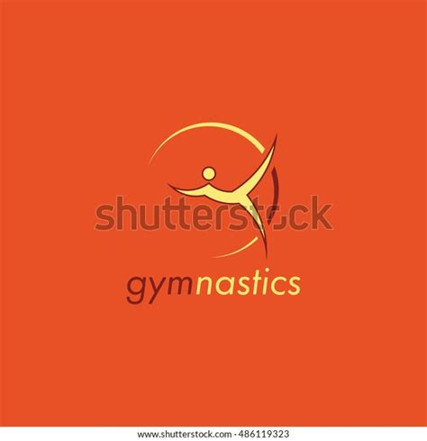 Gymnastics Vector Logo Design Orange Background เวกเตอร์สต็อก ปลอดค่า