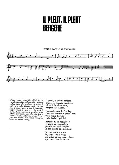 IL PLEUT IL PLEUT BERGERE Easy Sheet music | Easy Sheet Music