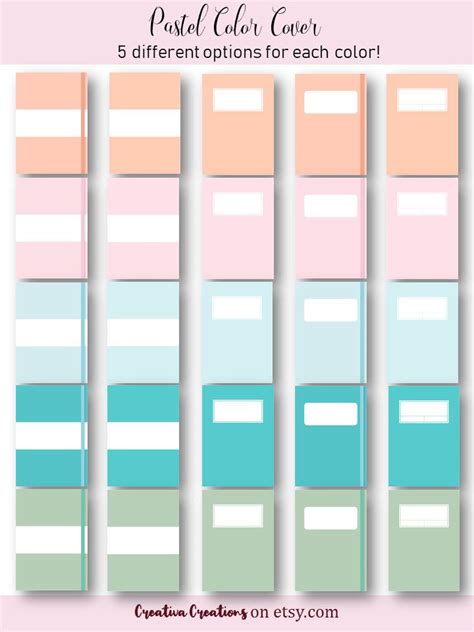 Pastel Digital Notebook Covers Types Pastel Goodnotes Etsy