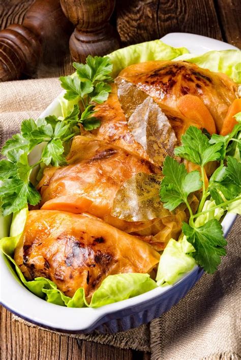 Baked Cabbage Rolls in Tomato Sauce Stock Image - Image of healthy ...