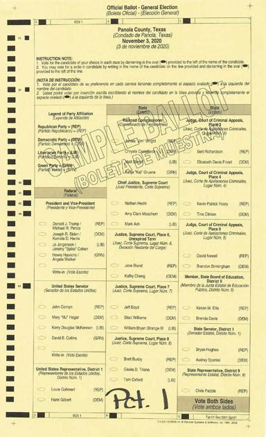 Nov 3 2020 Election Sample Ballots