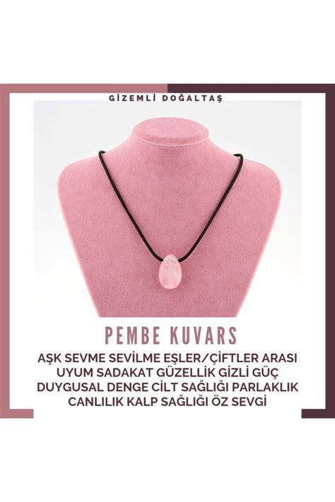 GİZEMLİ DOĞAL TAŞ Pembe Kuvars Kolye Ucu Aşk Sevme Sevilme Eşler