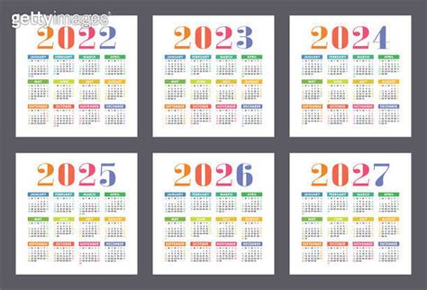 Calendar And Years English Colorful