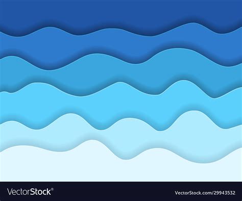 Blue Paper Sea Waves Royalty Free Vector Image