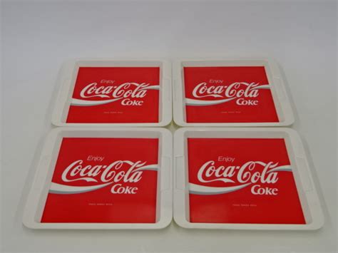 【傷や汚れあり】b5 0659 Coca Cola コカ・コーラ トレー お盆 4枚セット 昭和レトロ 非売品 ビンテージ トレイ Coca