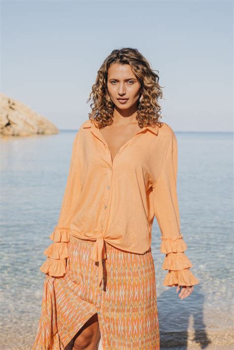 Long Sleeve Shirt Fiesta Orange Isla Ibiza Bonita