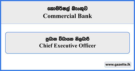 Chief Executive Officer Commercial Bank Vacancies 2024 Gazette Lk