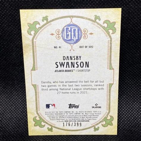 2022 Topps Gypsy Queen Burnt Umber 41 Dansby Swanson 399 For Sale