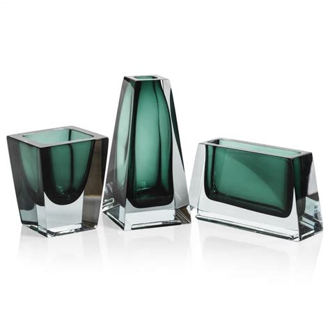 Rectangle Carrara Polished Green Glass Vase By Zodax Seven Colonial