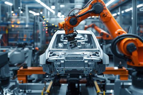 Robots De La Industria Automotriz Ensamblan Autos En La L Nea De