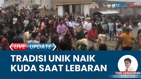 Warga Desa Jantuk Naik Kuda Ramai Ramai Keliling Kampung Seusai Salat