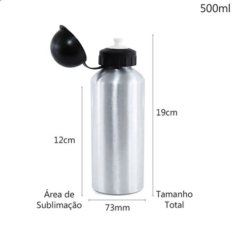 Squeeze de Alúminio Prata Tampa Bolinha Para Sublimação 500ml DHICA