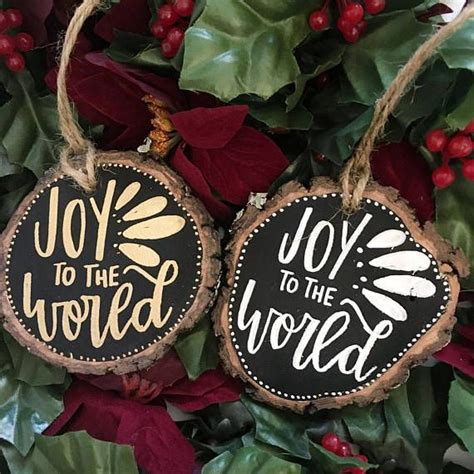 Joy To The World Wood Slice Ornament Design By Sweetpeet Lettering