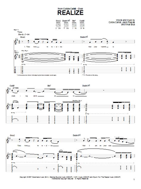 Colbie Caillat Realize Sheet Music For Ukulele Chordslyrics