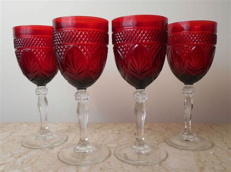 Cristal D Arques Durand Luminarc Ruby Red Water Wine Goblets Set Of 4 8 Tall Cristaldarques