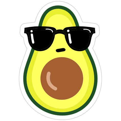 Vibrant High Quality Cool Avocado With Sunglasses Stickers