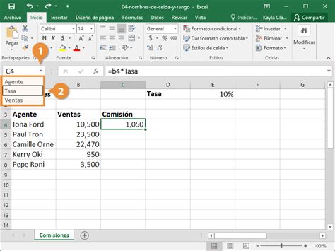 Nombres De Celda Y Rango Customguide