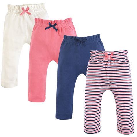 Touched By Nature Baby And Toddler Girl Organic Cotton Pants 4pk Coral