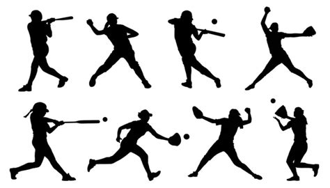 ᐈ Softball Silhouettes Stock Cliparts Royalty Free Softball Silhouette