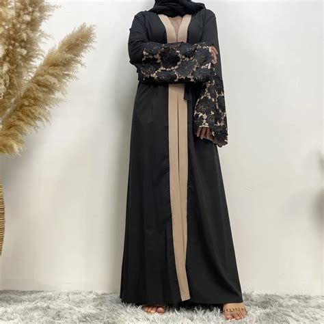 Abaya Cardigan Kimono En Dentelle Pour Femmes Musulmanes Robe Longue