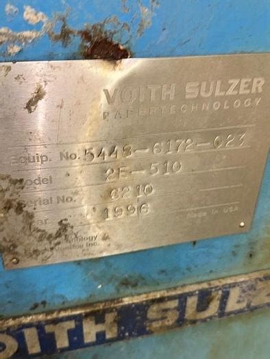 Used Voith Model 2e Deflaker Ss For Sale At Paper Mill Surplus