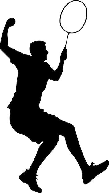 Jump Smash Badminton Silhouette Vector Black Color Silhouette Premium