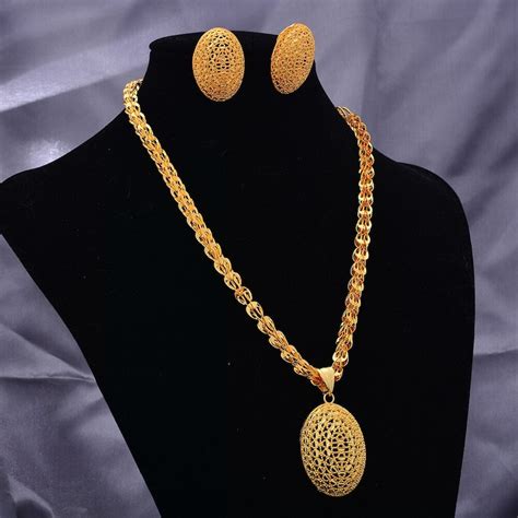 Luxury Dubai Gold Color Jewelry Sets For Women Ethiopian Pendant