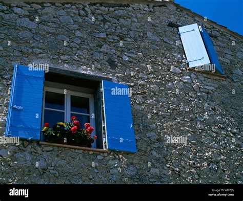 Wooden French Shuttered Windows Provence Cote Dazur France Europe