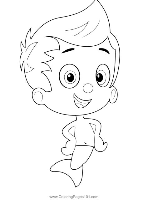 Smiling Gil Coloring Page For Kids Free Bubble Guppies Printable