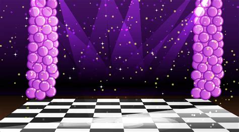 Prom Night Dancefloor Scene Background with Lights and Balloons. Vector ...