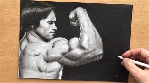 Arnold Schwarzenegger Charcoal Pencil Drawing Youtube