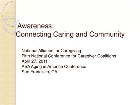 Ppt Awareness Connecting Caring And Community Powerpoint