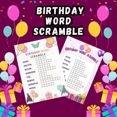 Birthday Word Scramble Made By Teachers