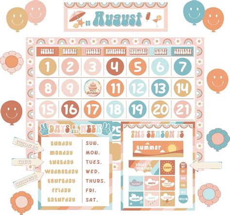 Amazon Groovy Calendar Bulletin Board Set Decorations Retro