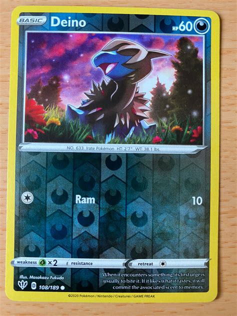 Deino Reverse Holo Darkness Ablaze Pokemon Card Values Mavin