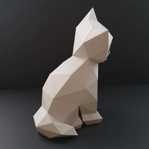 Kitten Papercraft Template Pdf 3d Paper Model Cat Home Etsy Paper