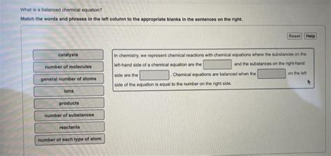 Solved What Is A Balanced Chemical Equation Match The Words Chegg