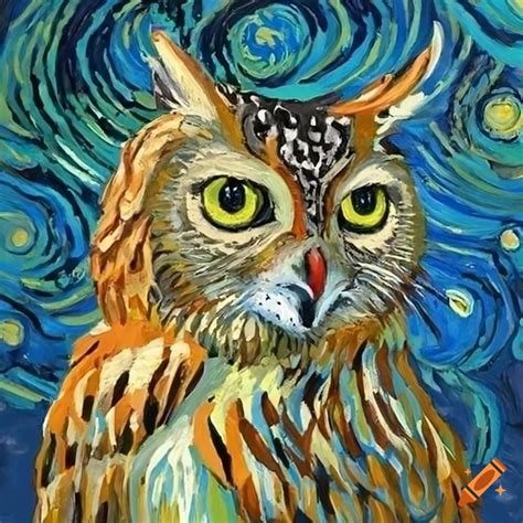 Painting Of A Cat Owl Hybrid In Van Gogh S Style On Craiyon