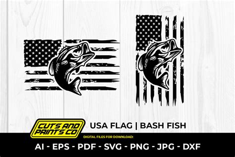 Bass Fish Usa Distressed Flag Svg Png Graphic By Cuts And Prints Co