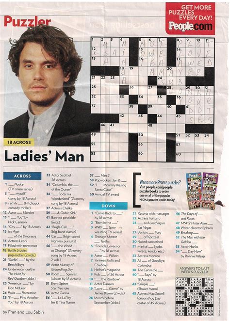 Printable People Magazine Crossword Puzzles