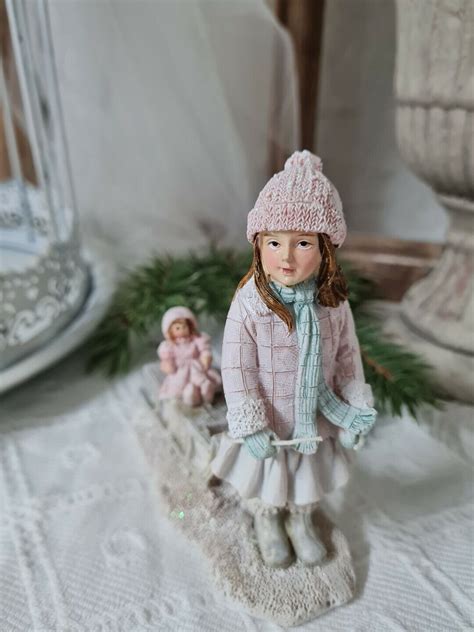 Winterkind Mit Schlitten Deko Figur Christmas Weihnachten Shabby