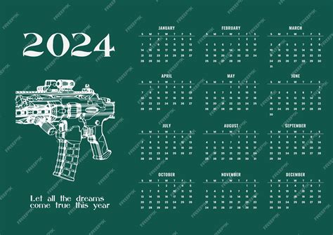 Premium Vector | Calendar 2024 illustration rifle