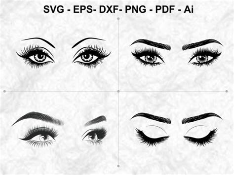 Eyelashes Svg 8 Eyelashes And Brows Svg Makeup Svg Eyebrow Etsy