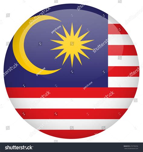 Malaysia Flag Button Royalty Free Stock Vector 476790256