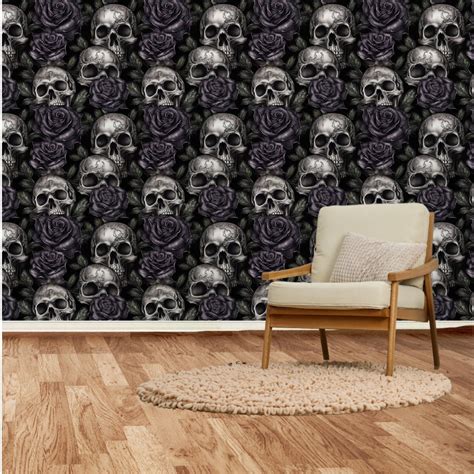 Gothic Floral Peel And Stick Wallpaper Goth Grunge Coquette Etsy