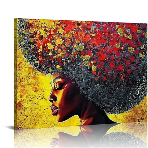 Nawypu Premium Canvas Wall Art African American Abstract Art Modern Decorative Artwork Black