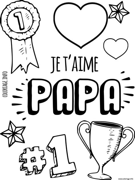 Coloriage Papa Je Taime Numero 1 Fete Des Peres JeColorie