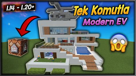 Minecraft komut bloğu ile MODERN ev nasıl yapılır 2024 Villa Kodu