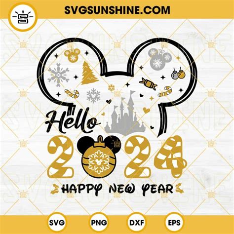 Disney Mickey Hello Svg Happy New Year Svg Merry Christmas Svg